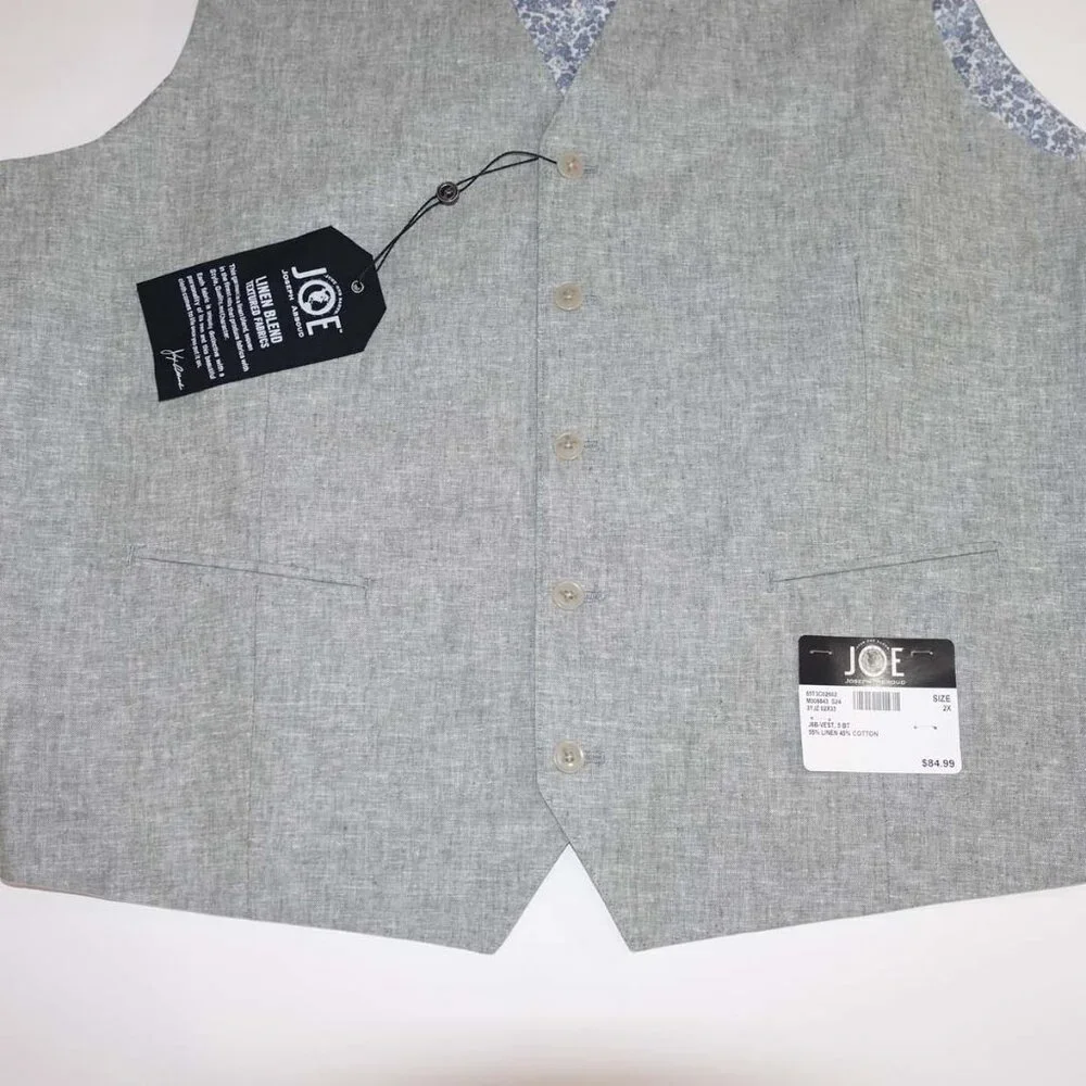 Joseph Abboud Men's Suit Vest Size 2X NWT Light Gray Linen Cotton Button Front